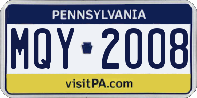 PA license plate MQY2008