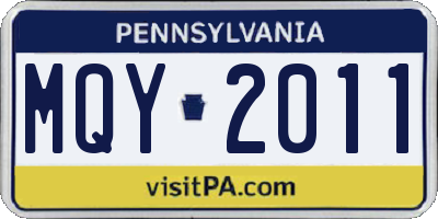 PA license plate MQY2011
