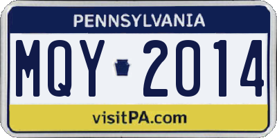PA license plate MQY2014