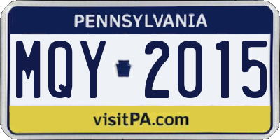 PA license plate MQY2015
