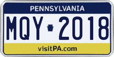 PA license plate MQY2018