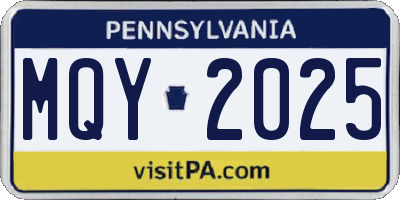 PA license plate MQY2025