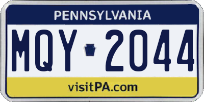PA license plate MQY2044