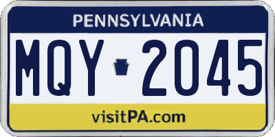 PA license plate MQY2045