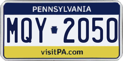PA license plate MQY2050