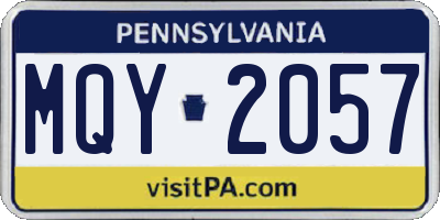 PA license plate MQY2057