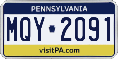 PA license plate MQY2091