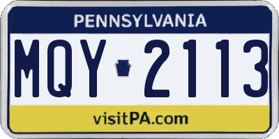 PA license plate MQY2113