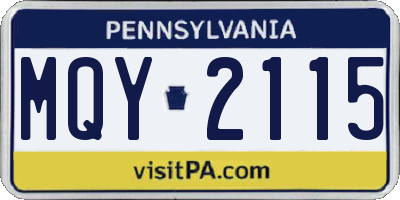 PA license plate MQY2115