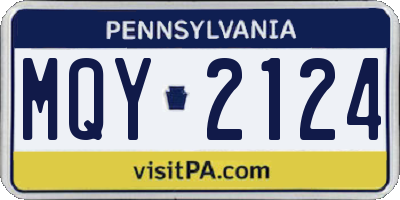 PA license plate MQY2124