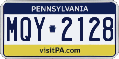 PA license plate MQY2128