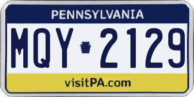 PA license plate MQY2129