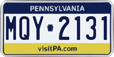 PA license plate MQY2131