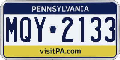 PA license plate MQY2133