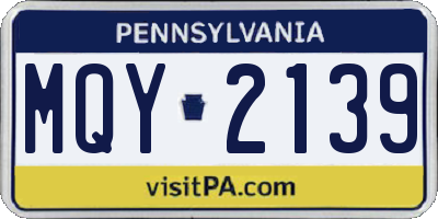 PA license plate MQY2139