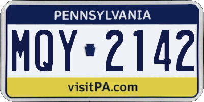 PA license plate MQY2142