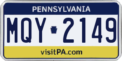 PA license plate MQY2149