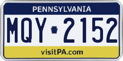 PA license plate MQY2152
