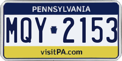 PA license plate MQY2153