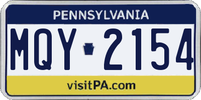PA license plate MQY2154