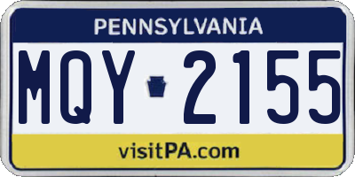 PA license plate MQY2155