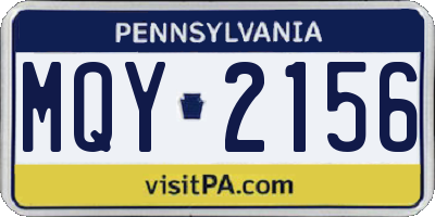 PA license plate MQY2156