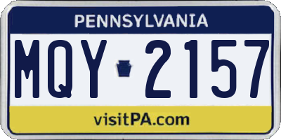 PA license plate MQY2157