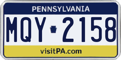 PA license plate MQY2158