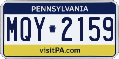 PA license plate MQY2159