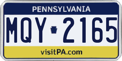 PA license plate MQY2165