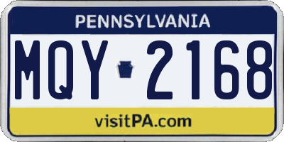 PA license plate MQY2168