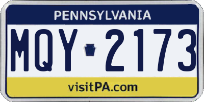 PA license plate MQY2173