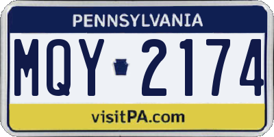 PA license plate MQY2174