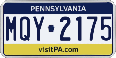 PA license plate MQY2175