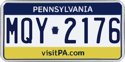 PA license plate MQY2176