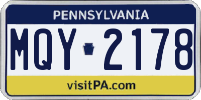 PA license plate MQY2178