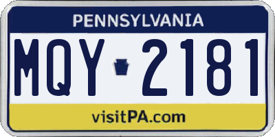PA license plate MQY2181
