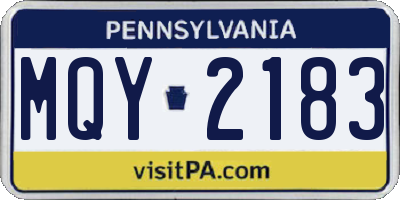 PA license plate MQY2183