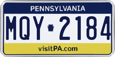 PA license plate MQY2184