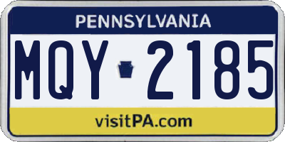 PA license plate MQY2185