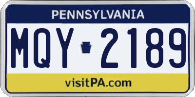 PA license plate MQY2189