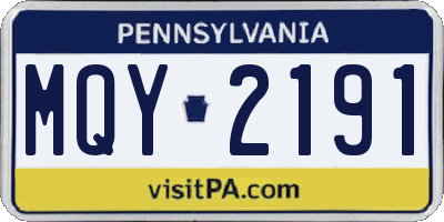 PA license plate MQY2191