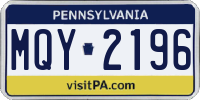 PA license plate MQY2196