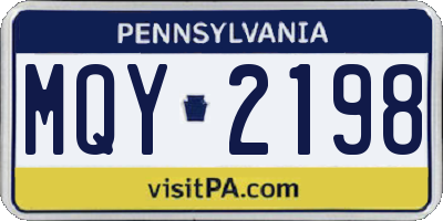 PA license plate MQY2198