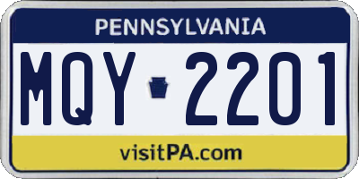 PA license plate MQY2201