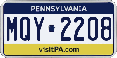 PA license plate MQY2208