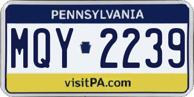 PA license plate MQY2239