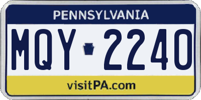 PA license plate MQY2240