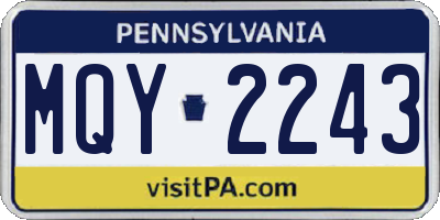 PA license plate MQY2243