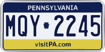 PA license plate MQY2245